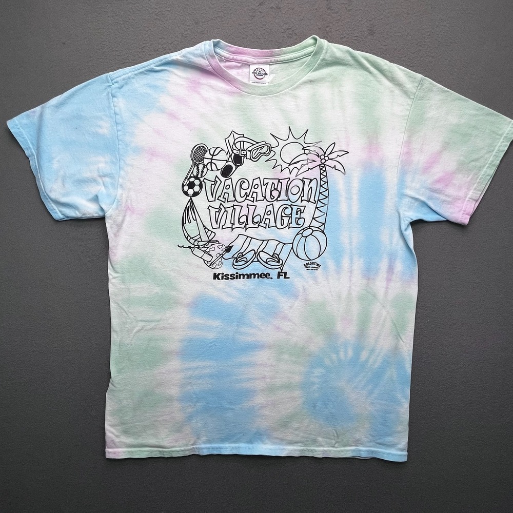 Vacation Village Kissimmee FL Tie Dye T Shirt Adult Large ColorTime Crafts